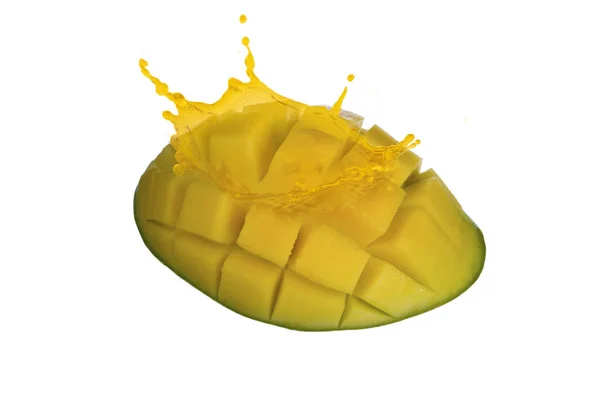 Cut Mango Isolated White Background — Stock Photo, Image