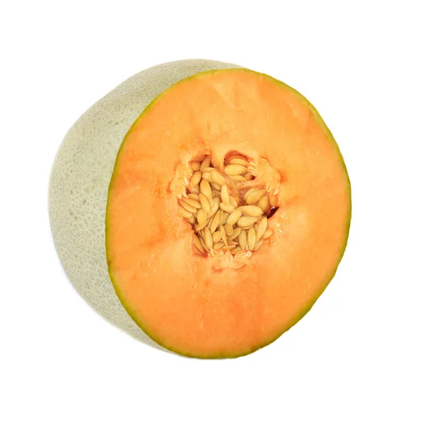 Nahaufnahme Von Melone Isoliert Auf Weißem Hintergrund — Stockfoto