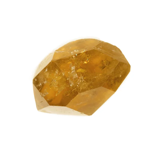Piedra Cuarzo Amarillo Aislada Sobre Fondo Blanco —  Fotos de Stock