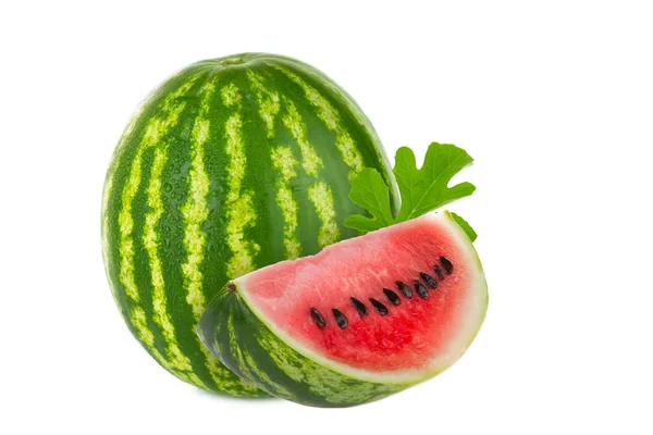 Striped Watermelon Fruit Isolated White — Stock Photo, Image