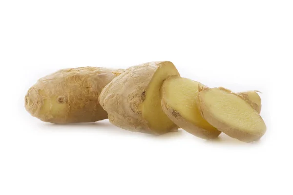 Sliced Ginger Isolated White Background — Stock Photo, Image