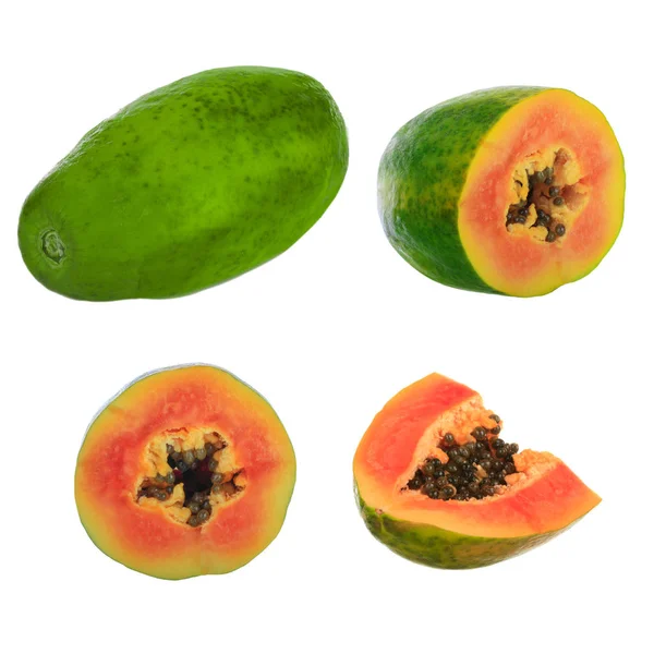 Frutos Papaya Aislados Sobre Fondo Blanco —  Fotos de Stock