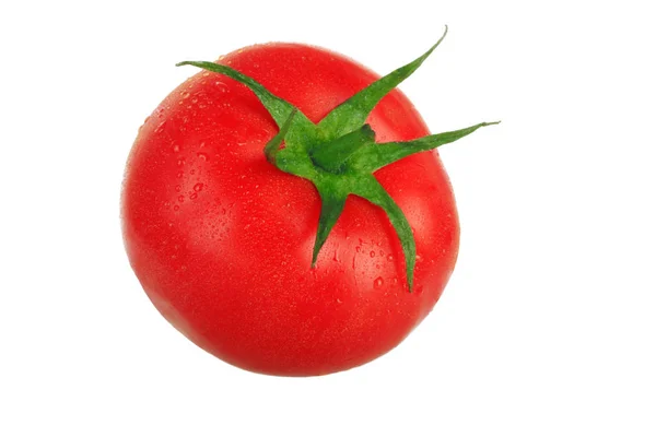 Κόκκινη Ώριμη Ντομάτα Απομονωμένη Λευκό Φόντο — Φωτογραφία Αρχείου