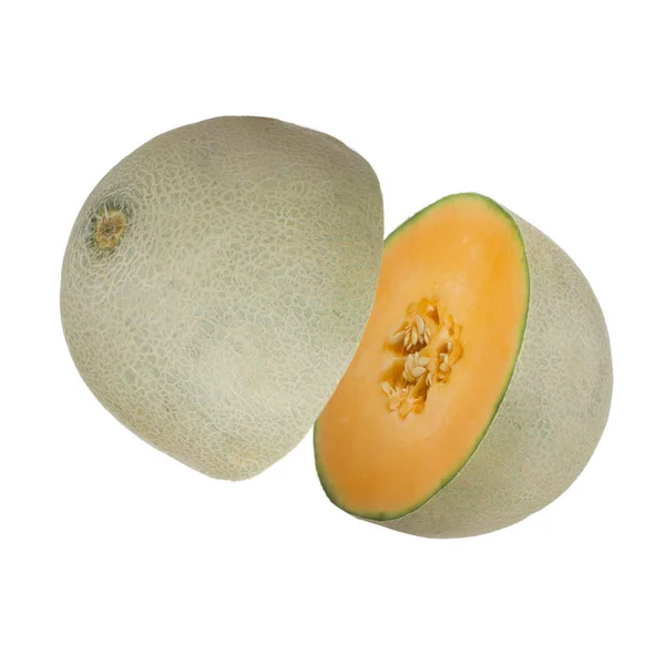 Närbild Melon Isolerad Vit Bakgrund — Stockfoto