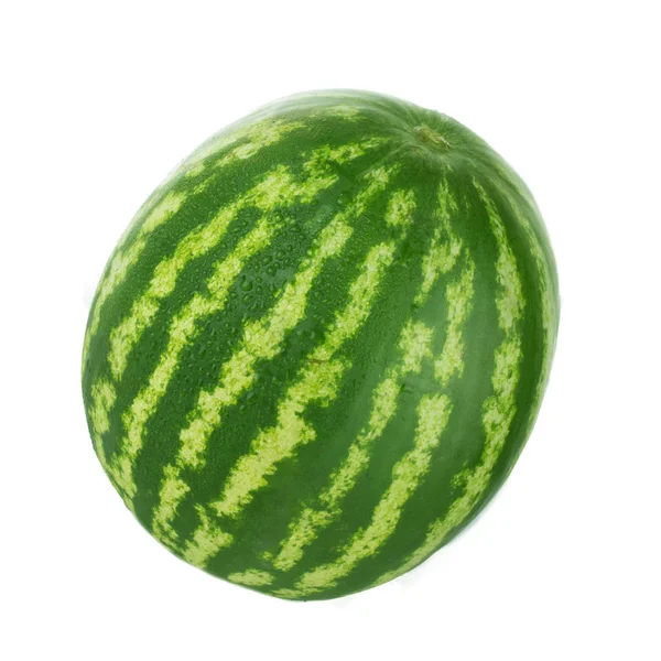 Gestreifte Wassermelonenfrucht Isoliert Auf Weiß — Stockfoto