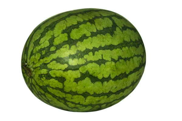 Randig Vattenmelon Frukt Isolerad Vit — Stockfoto