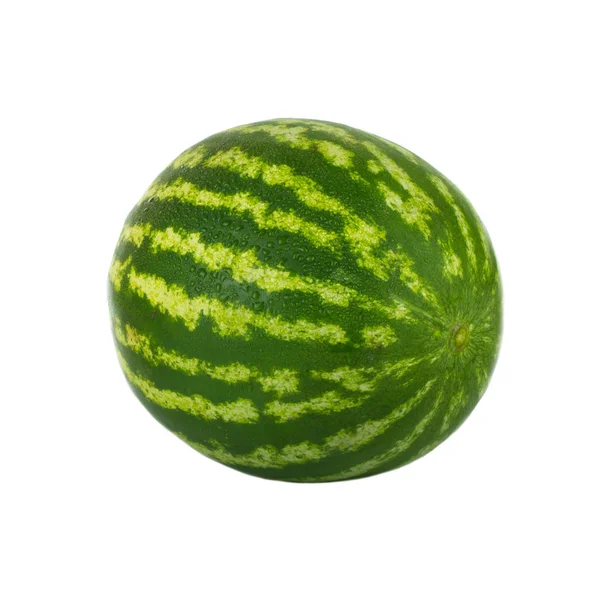 Gestreifte Wassermelonenfrucht Isoliert Auf Weiß — Stockfoto