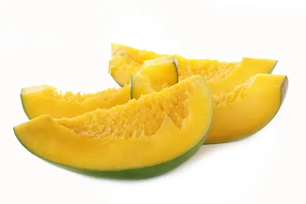 Schijfjes Mango Vruchten Geïsoleerd Witte Achtergrond — Stockfoto