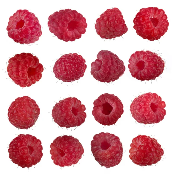 Red Sweet Raspberries Isolated White Background Stock Picture