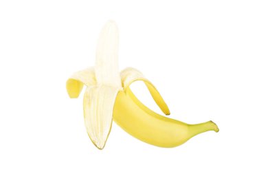 Beyaz arkaplanda sarı muz meyvesi izole