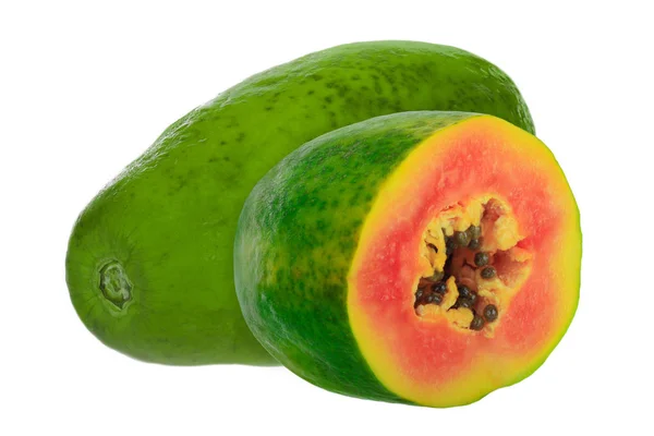 Papaya Gyümölcs Elszigetelt Fehér Background — Stock Fotó