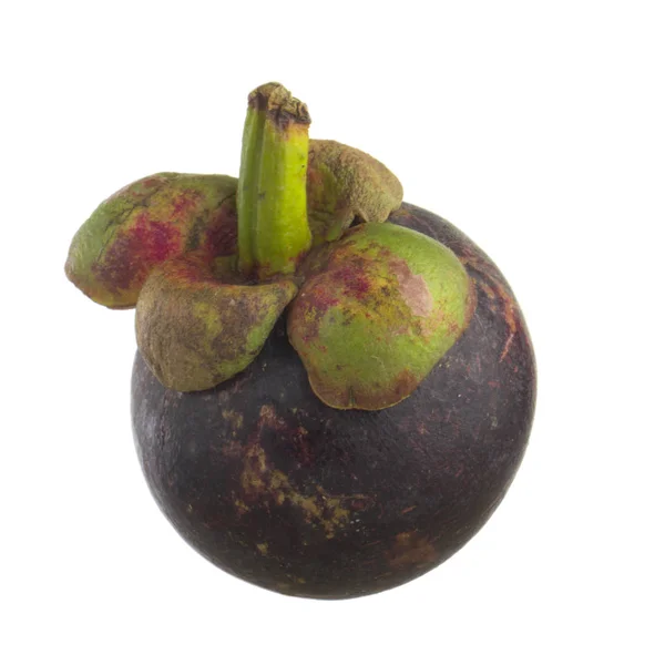 Closeup Shot Mangosteen Exotic Fruit Isolated White — Stock Photo, Image