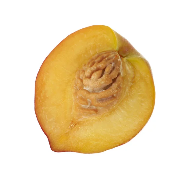切片成熟桃孤立在白色背景 — 图库照片