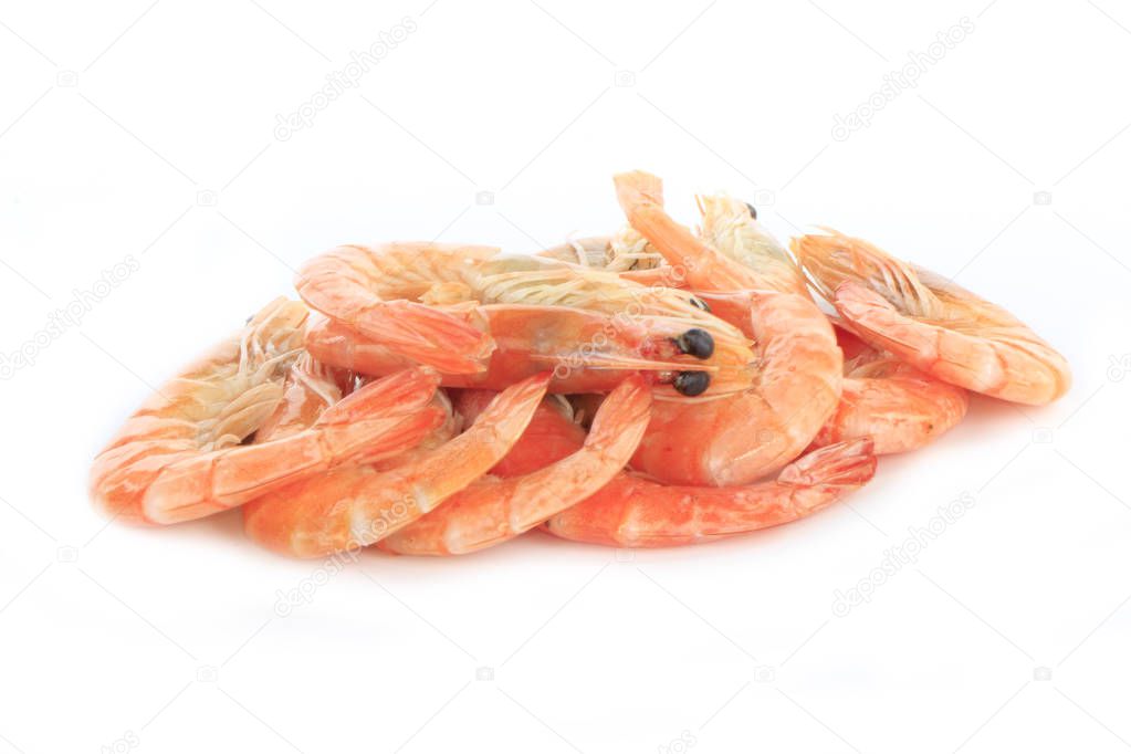 Closeup of shrimps isolated on white 