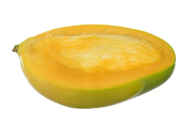 Färsk Mango Frukt Hälften Isolerade Vit Bakgrund — Stockfoto