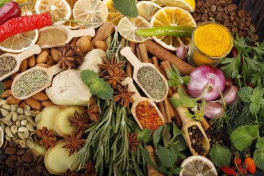 arka planda farklı baharatlar, yakın