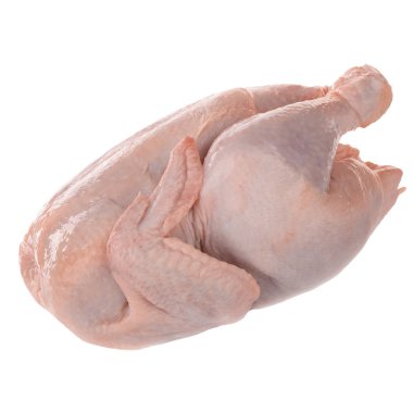 Tüm çiğ tavuk beyaz arka planda izole