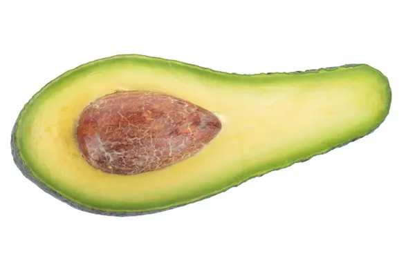 Rijpe Lekkere Avocado Geïsoleerd Witte Achtergrond Close — Stockfoto