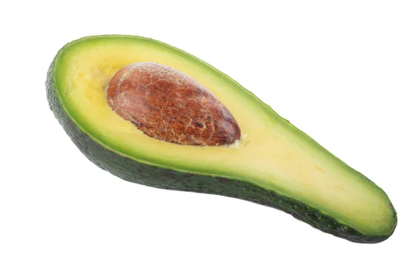 Rijpe Lekkere Avocado Geïsoleerd Witte Achtergrond Close — Stockfoto