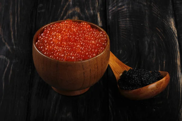 Caviar Vermelho Preto — Fotografia de Stock