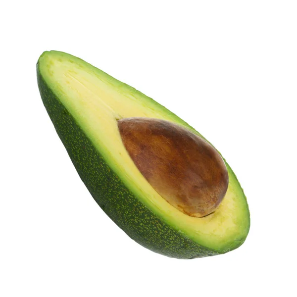 Rijpe Lekkere Avocado Geïsoleerd Witte Achtergrond Close — Stockfoto