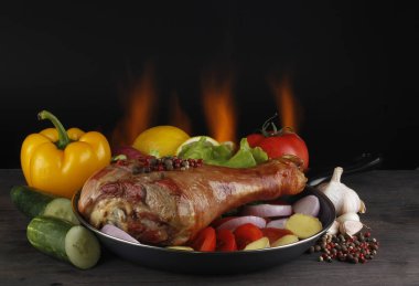 arka planda et ve baharat, yakın