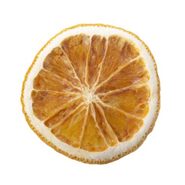 beyaz arka plan üzerinde izole kurutulmuş portakal dilim, yakın çekim 