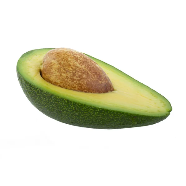 Rijpe Lekkere Avocado Geïsoleerd Witte Achtergrond Close — Stockfoto