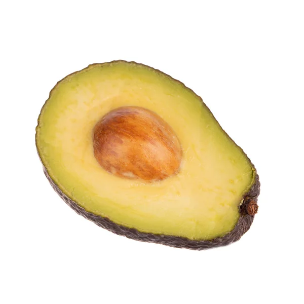 Rijpe Lekkere Avocado Geïsoleerd Witte Achtergrond Close — Stockfoto