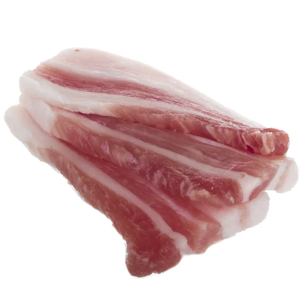 Raw Bacon Slice Isolated White Background Close — Stock Photo, Image