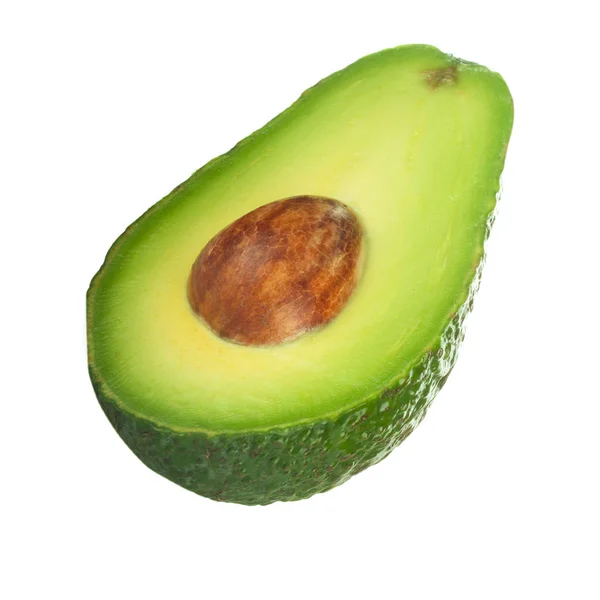 Rijpe Lekkere Avocado Geïsoleerd Witte Achtergrond Close — Stockfoto