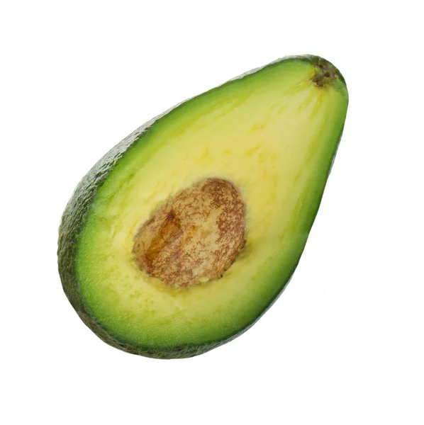 Rijpe Lekkere Avocado Geïsoleerd Witte Achtergrond Close — Stockfoto