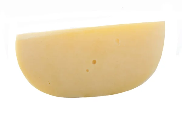 Stück Käse Isoliert Auf Weißem Hintergrund Nahaufnahme — Stockfoto
