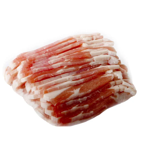 Rebanada Tocino Crudo Aislado Sobre Fondo Blanco Primer Plano —  Fotos de Stock