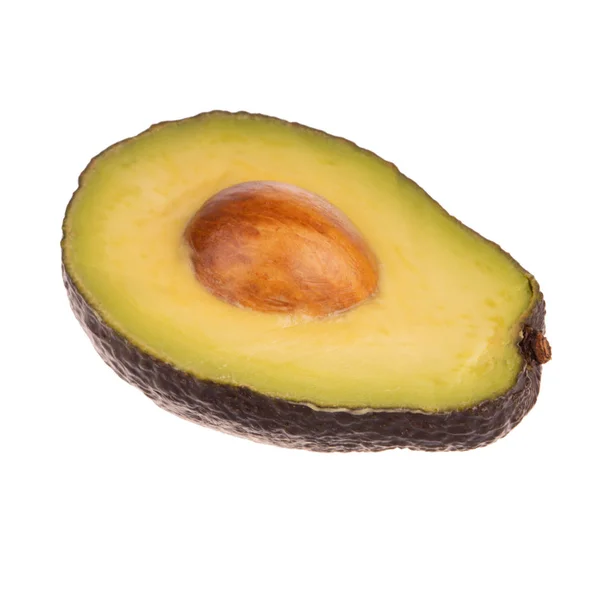 Rijpe Lekkere Avocado Geïsoleerd Witte Achtergrond Close — Stockfoto