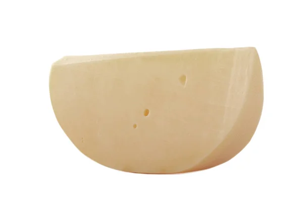 Stück Käse Isoliert Auf Weißem Hintergrund Nahaufnahme — Stockfoto