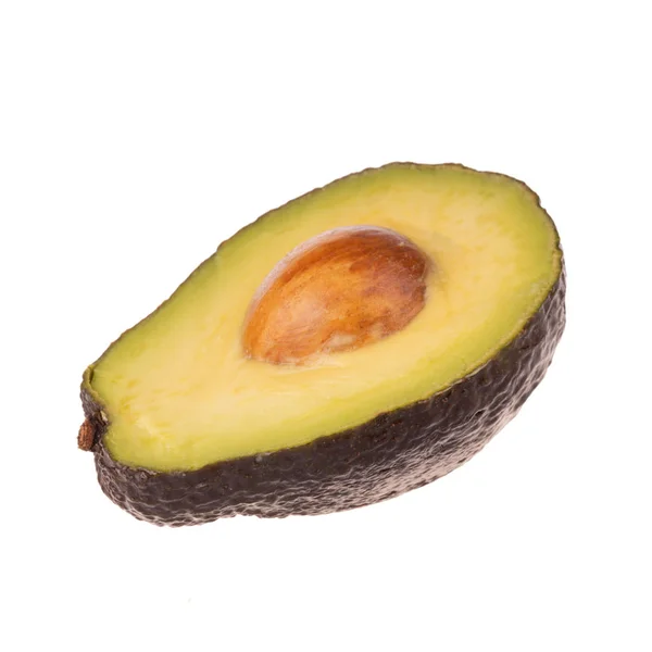 Rijpe Lekkere Avocado Geïsoleerd Witte Achtergrond Close — Stockfoto