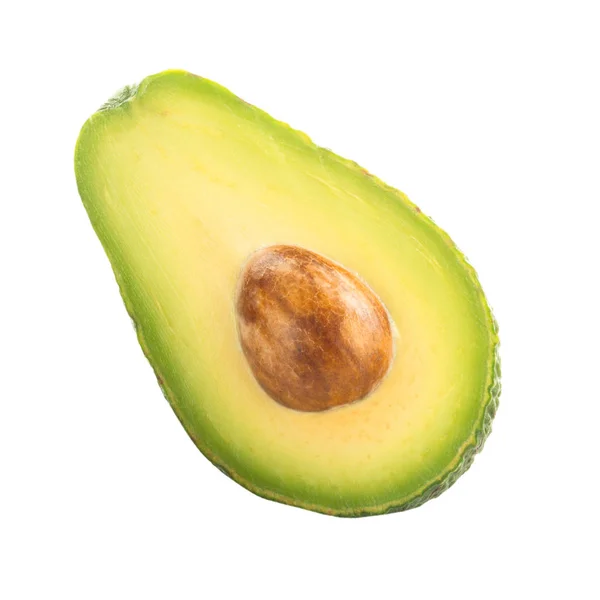 Rijpe Lekkere Avocado Geïsoleerd Witte Achtergrond Close — Stockfoto