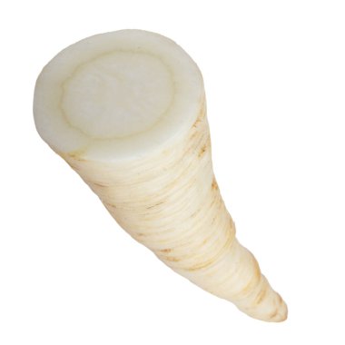 Beyaz arkaplanda izole edilmiş maydanoz kökü