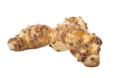 beyaz arka planda izole galanga kökü, yakın çekim 