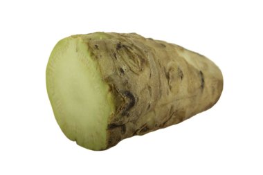 beyaz arka planda izole wasabi kökü, yakın çekim  