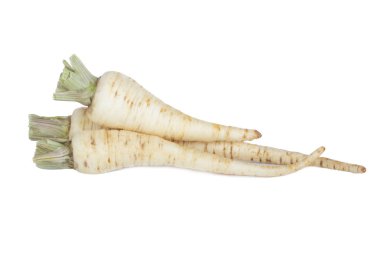 Beyaz arka plan üzerinde izole maydanoz kökleri