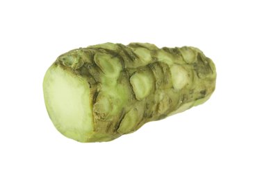 beyaz arka planda izole wasabi kökü, yakın çekim  