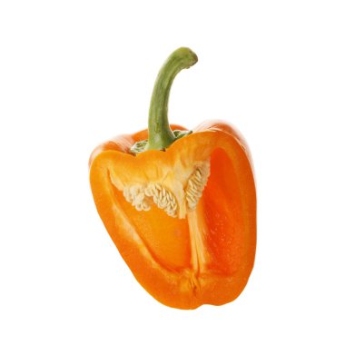 Beyaz arka planda izole edilmiş dolmalık biberin yakın çekimi, yakın çekim 