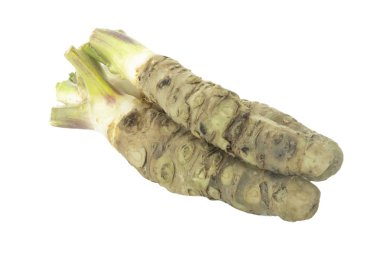 beyaz arka plan üzerinde izole wasabi kökleri, yakın çekim  