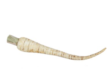 Beyaz arkaplanda izole edilmiş maydanoz kökü