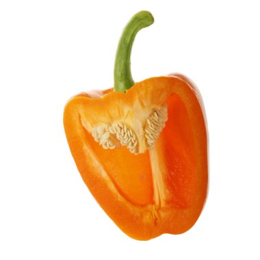 Beyaz arka planda izole edilmiş dolmalık biberin yakın çekimi, yakın çekim 