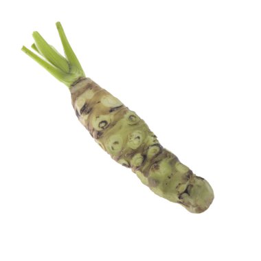 beyaz arka planda izole wasabi kökü, yakın çekim  