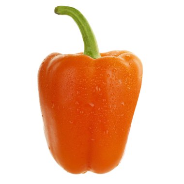 Beyaz arka planda izole edilmiş dolmalık biberin yakın çekimi, yakın çekim 