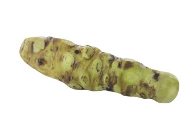 beyaz arka planda izole wasabi kökü, yakın çekim  
